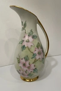 Vintage handbemalte Hartriegel Vase Goldrand floral Oma Kern - Bild 1 von 9