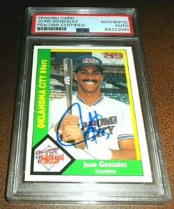 1990 AAA MINOR LEAGUE JUAN GONZALEZ AUTOGRAPH OKLAHOMA 89ers RC TEXAS PSA/DNA - Picture 1 of 2