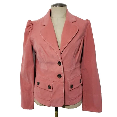 Rue 21 Pink Corduroy Cotton Lined Waist Jacket Blazer Juniors/ Women 2 Buttons L - Image 1 of 4
