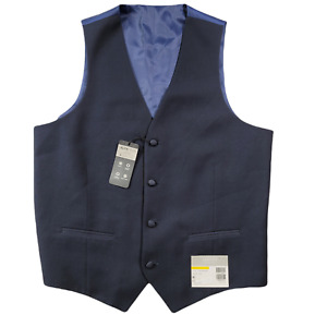 Alfani Diamond Grid Tuxedo Vest Men's Medium Navy Slim-Fit Front Button
