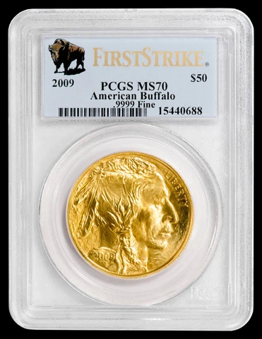 2009 $50 Gold American Buffalo PCGS MS70 FIRST STRIKE Cover