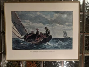 Winslow Homer Gemälde Breezing Up schöner Vintage 22x28 gerahmt Maritim Druck - Bild 1 von 9