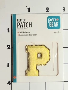 Letter "P" Patch Yellow  1.75" Embroidered Chenille Self Adhesive Alphabet - Picture 1 of 1
