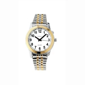 Men's Talking Alarm Watch Two Tone Time Month Day, Date Mans Low Vision or Blind - Picture 1 of 1