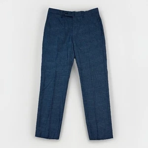 INCOTEX 100% Wool Blue Plaid Checks Dress Pants Straight Trouser 32x31 - Picture 1 of 8