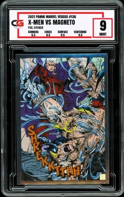 2021 Panini Marvel Versus #136 ~ SILVER FOIL ~ Wolverine vs Magneto ~ CG 9 - Image 1 of 2