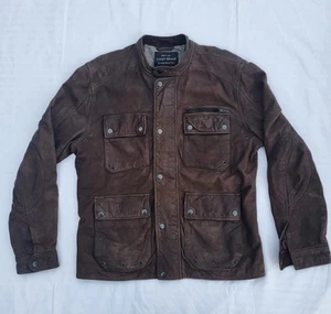 LUCKY BRAND Black Label Handcrafted Cowhide Leather Jacket Men's Size L Brown - Picture 1 of 13