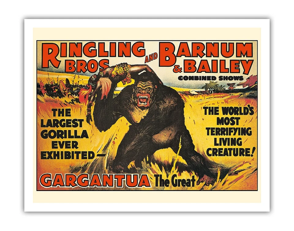 Gargantua El Gran Gorila - Hermanos Ringling - Póster Circo Vintage c.1938 Foto 1 de 1