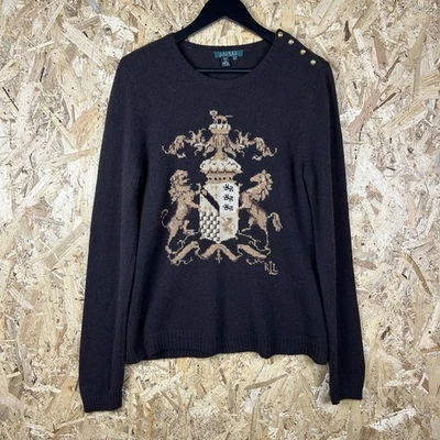 Suéter Ralph Lauren Jersey Motivo Cresta Lana de Cordero Marrón Grande Foto 1 de 4