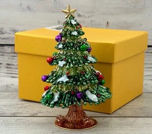 Ukrainian Style Figurine 4.52", Hand Crafted Xmas Tree With Enamel & Crystals - Picture 1 of 9