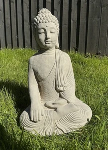 Large Robed Buddha Stone Concrete Garden Statue Ornament Gift FREE POSTAGE - Picture 1 of 8