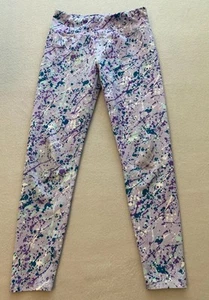 Athletic Works Leggings Girls Medium Purple Splatter Stretch Wide Waistband - Picture 1 of 9