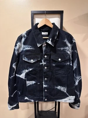 Dries Van Noten Acid Wash Tie-Dye Bleach Black Denim Jacket - Image 1 of 4