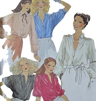1980s Balloon Sleeve Gathered Yoke Blouse McCalls 6536 Sewing Pattern - Image 1 of 3