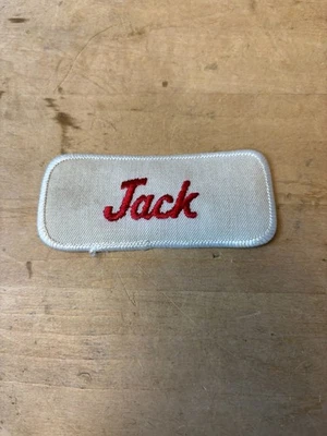 Vtg 70s JACK Sew On Embroidered Clothing Jacket Uniform Name Patch RED & WHITE - Image 1 of 3