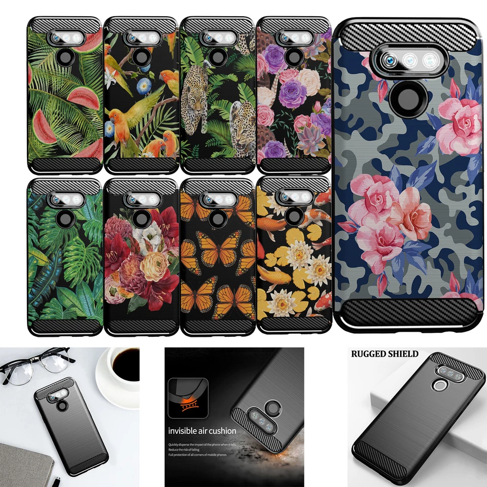 Case For [LG Harmony 4 (2020)][FLEX TPU SET16] Black Slim Matte Floral Design - Image 1 of 1