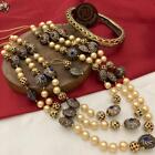 Ensemble collier perles longues style indien ton or mode bijoux mode perles longues