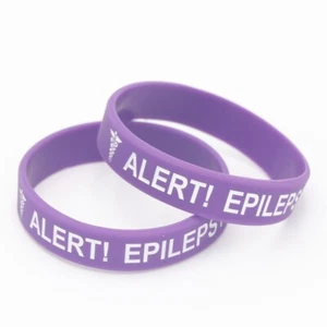 1 x Epilepsy Alert Wristband Bracelet,Silicone,Medical Alert, Child size, Purple - Picture 1 of 1