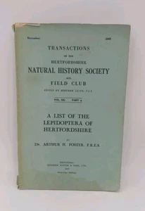 Schmetterlinge von Hertfordshire Liste von Arthur Foster Natural History Society 1937 - Bild 1 von 8
