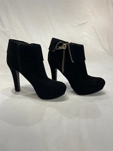 Botines de tacón alto G by Guess negros tipo gamuza para mujer talla 8,5 cremallera dorada - Imagen 1 de 12