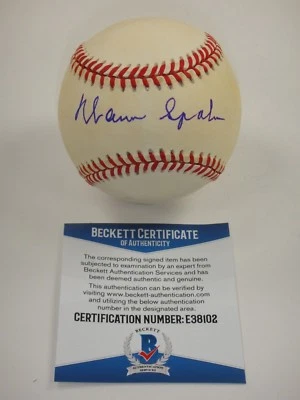 WARREN SPAHN BECKETT BAS CERTIFIED SIGNED ONL BASEBALL AUTOGRAPHED #E38102 - Image 1 of 3