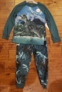 Boy's Wonder Nation Dinosaur T-Rex Green 2 Pc Pajama Sleep Set Sizes XS-2XL - Picture 1 of 3