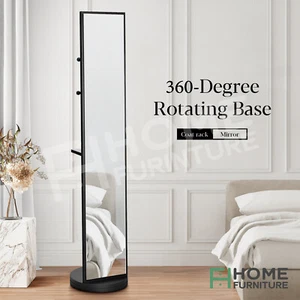 Full Length Dressing Mirror Floor Standing Storage Makeup Mirror Coat Hanger - Picture 1 of 12