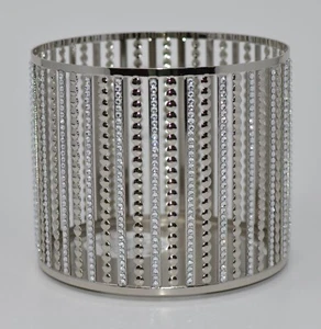 BATH & BODY WORKS BLING GLITZ GLAMOUR STRIPED LARGE 3 WICK CANDLE HOLDER SLEEVE - Picture 1 of 4