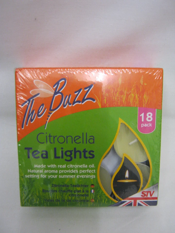 STV The Buzz Citronella Tealights Candles Fragranced Tea Lights Pk 18 STV423 - Image 1 of 1