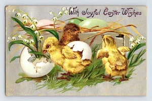 Postcard Easter Chick Egg Hatch Silver Foil 1908 Posted Divided Back Tuck 2667 - Picture 1 of 2