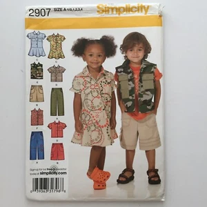 Simplicity 2907 Shirt Dress Vest Trousers Short Boy Girl Child New Uncut Pattern - Picture 1 of 11