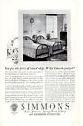 1924 Vintage print ad Simmons Mattress bedroom furniture Hamilton Watch pocket