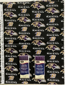 Tessuto NFL Baltimore Ravens - 36" x 56" + 2 confezioni di nastro bias - Foto 1 di 1