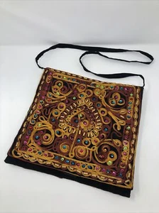 Handmade Embroidery Boho Flap Over Shoulder Cross Body Bag - Bild 1 von 7