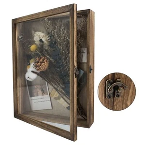 Shadow Box Frame 11x14 Display Case With Linen Back Real Glass Window Door With - Picture 1 of 6