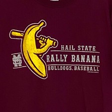 Mississippi State Rally Banana Bulldogs Baseball T-Shirt L Purple