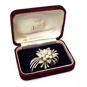 VTG Sterling Pearl Combo Brooch Pin Pendant in Box Bouquet of Flowers 2 x 1.6" - Picture 1 of 12