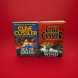 2 x Clive Cussler Thriller Paperback Books - Sea Of Greed + Black Wind Free Post - Bild 1 von 6