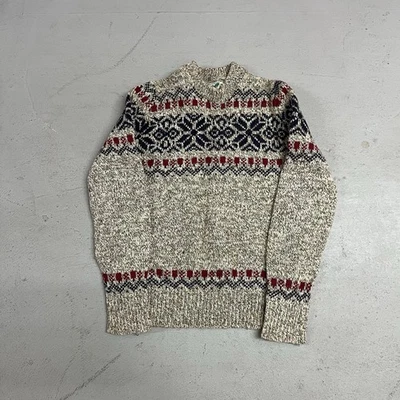 Vtg LL Bean Men's Wool Sweater Medium Made in Maine USA Fair Isle Nordic Winter - Image 1 of 4