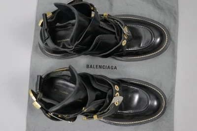 Botas de motociclista femininas BALENCIAGA Centurion preto corte no tornozelo tamanho 40/EUA9 - Imagem 1 de 4