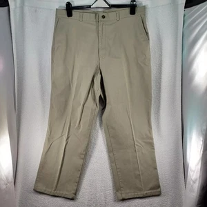 Haggar Trousers Mens Size 36 W 28 L ADJUSTED HEM Beige Chino Straight leg - Picture 1 of 16