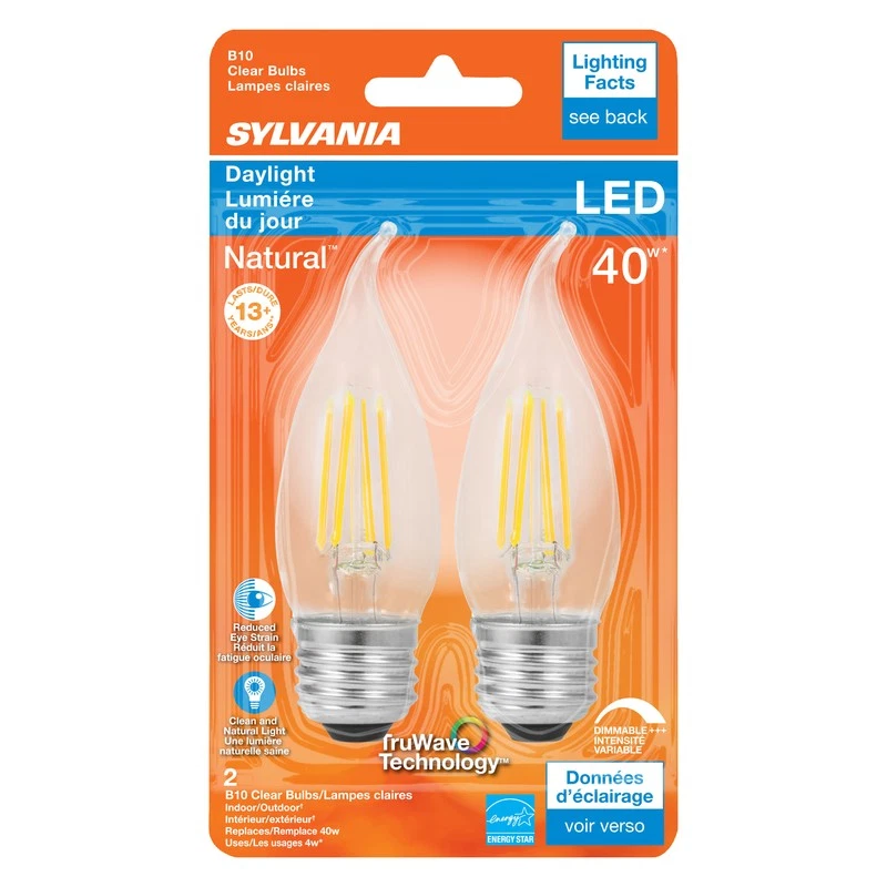 Sylvania 40792 Daylight 350 lm. 90 CRI Medium Screw Base B10 LED Light Bulb 4W - Image 1 of 1