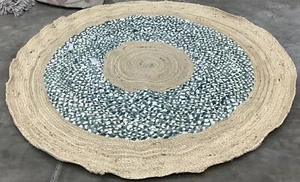LT BLUE / NATURAL 5'-0" x 5'-0" Damaged Rug, Reduced Price 1172677892 CAP210M-5R - Picture 1 of 4