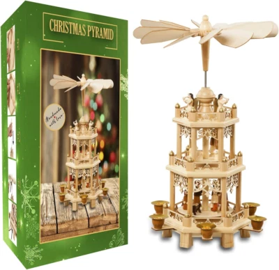 USA SUPREME DISTRIBUTIONS German Christmas Decoration Pyramid 18 Inches Nativity Scene. Holiday Nativity C