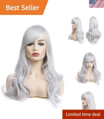 Peluca rizada de 23 pulgadas Big Wave de lujo con flequillo - perfecta para eventos de cosplay de anime Foto 1 de 4