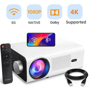 4K Mini Projector Dolby 45000 Lumens 1080P 5G WiFi Bluetooth Video Home Theater - Picture 1 of 10