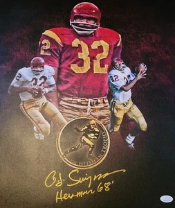 OJ Simpson Singed 16 x 20 Canvass Heisman 68' Insc. Limited Edition #5 of 10 JSA - Picture 1 of 8