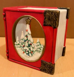 Partylite Christmas Holiday Book Tealight Candle Holder Red Without Box - Picture 1 of 9