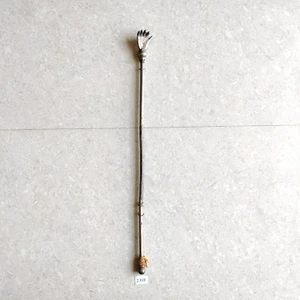 19c Antique Mythological Animal Silver Coated Brass Hand Iron Back ScratcherI739 - Picture 1 of 8