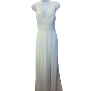 After Six Trompetenkleid elfenbeinfarben gekreuzter Rücken vorne Schlitz Größe 8 - Bild 1 von 9